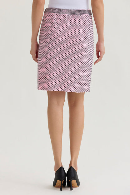 Shell Stitch Straight Knit Skirt, Perfect Pink/Black | Ming Wang