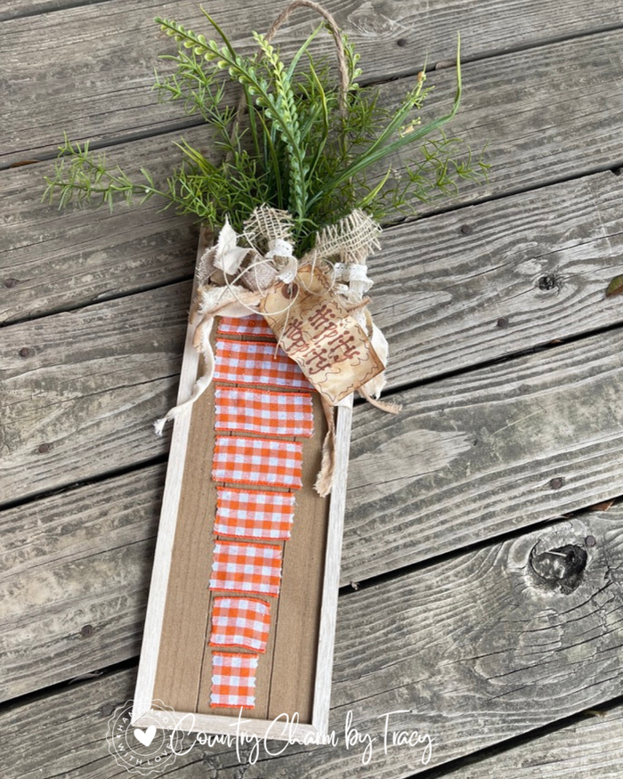 Farmhouse Ribbon Carrot Wood Sign