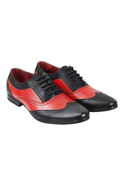 FAUX LEATHER 2 TONE BROGUE LACE UP SHOES