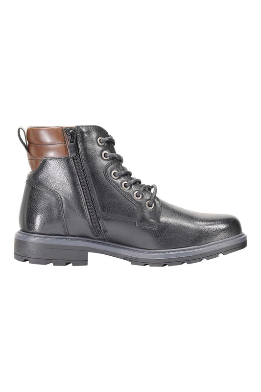 FAUX LEATHER ANKLE LACEUP SHOES WITH ZIP