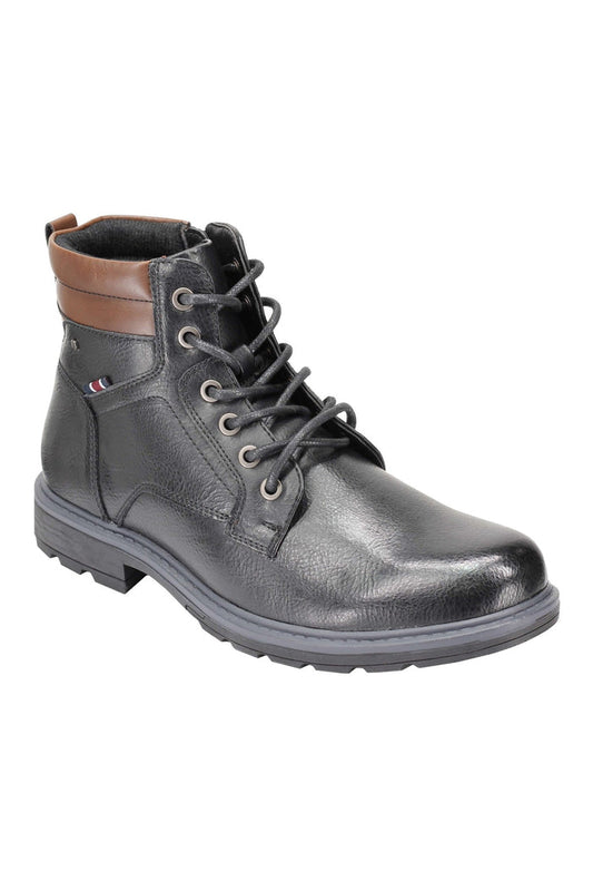 FAUX LEATHER ANKLE LACEUP SHOES WITH ZIP