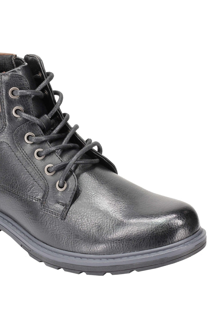 FAUX LEATHER ANKLE LACEUP SHOES WITH ZIP