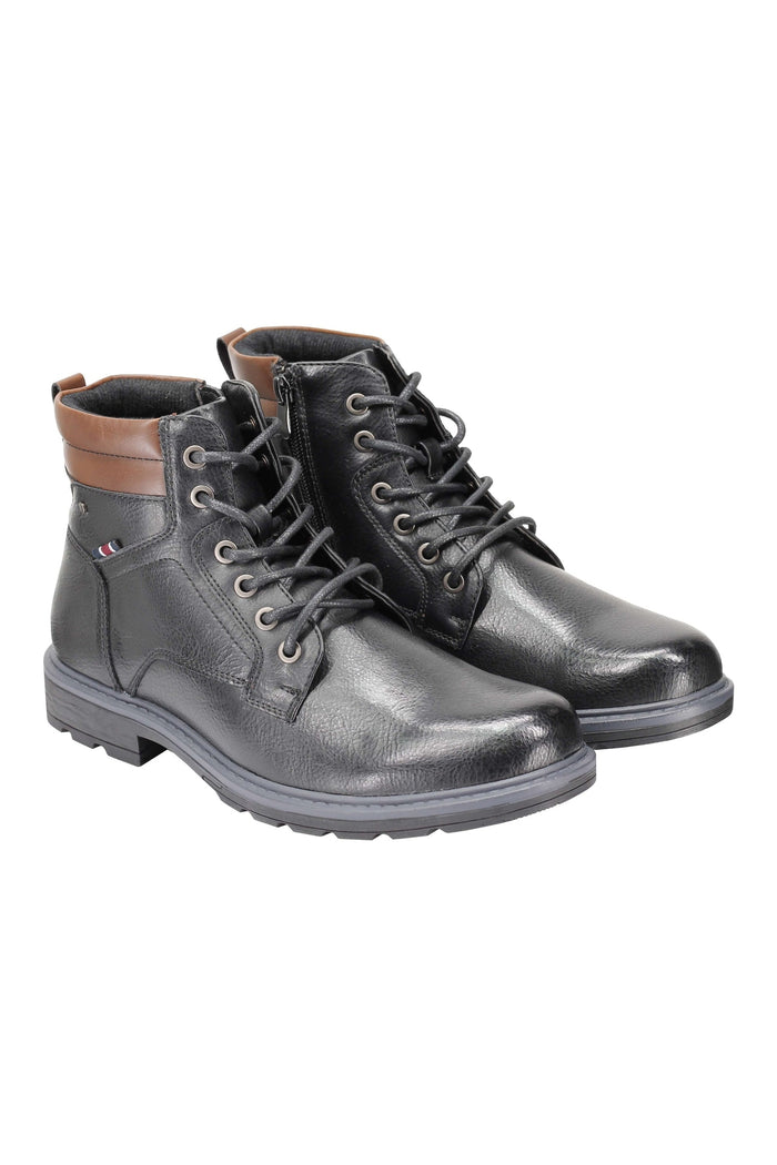 FAUX LEATHER ANKLE LACEUP SHOES WITH ZIP