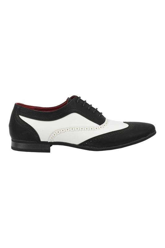 FAUX LEATHER BLACK WHITE LACE UP SHOES