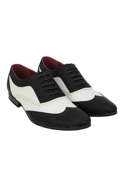 FAUX LEATHER BLACK WHITE LACE UP SHOES
