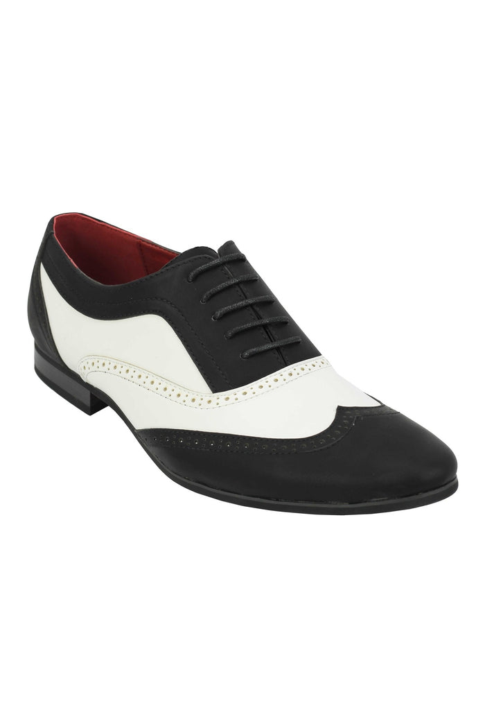 FAUX LEATHER BLACK WHITE LACE UP SHOES