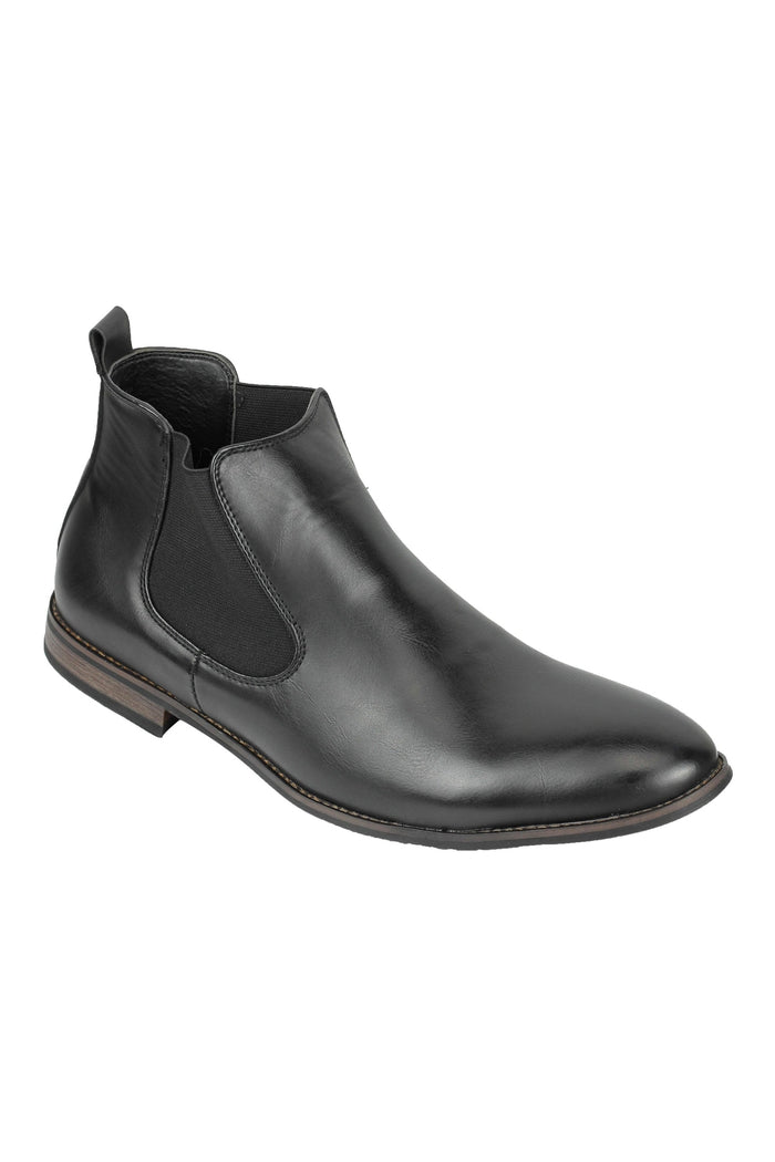 FAUX LEATHER CHELSEA BOOTS IN BLACK