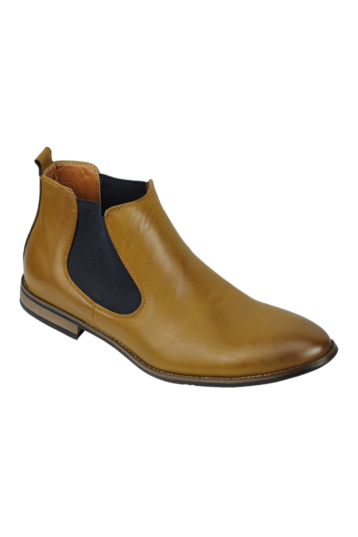 FAUX LEATHER CHELSEA BOOTS IN TAN