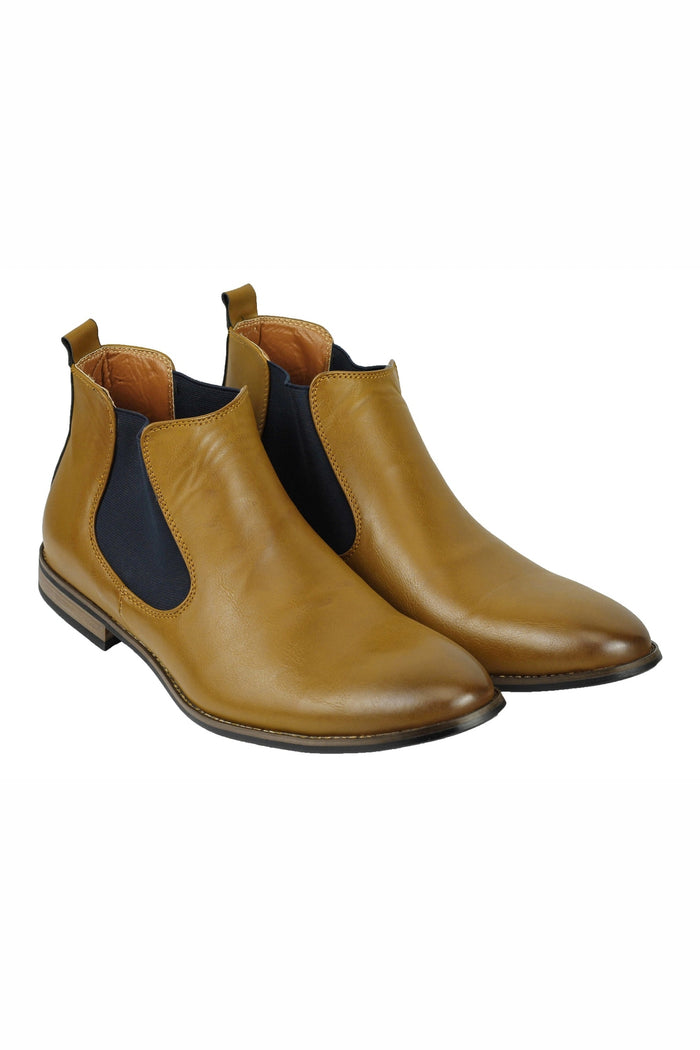 FAUX LEATHER CHELSEA BOOTS IN TAN