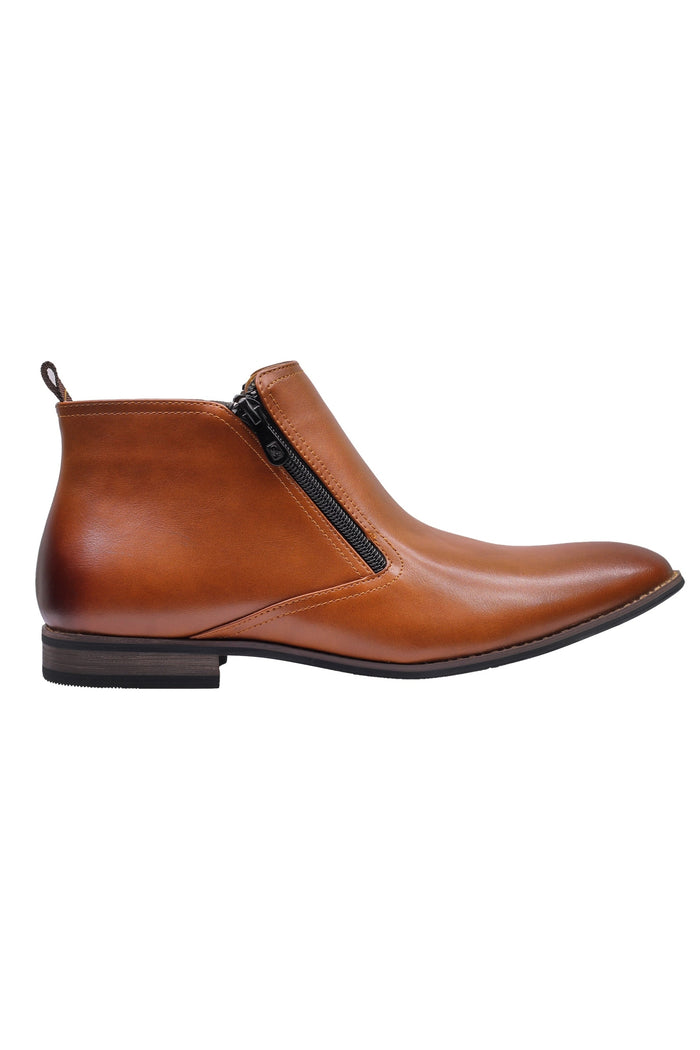 FAUX LEATHER CHELSEA BOOTS LOW ANKLE IN BROWN