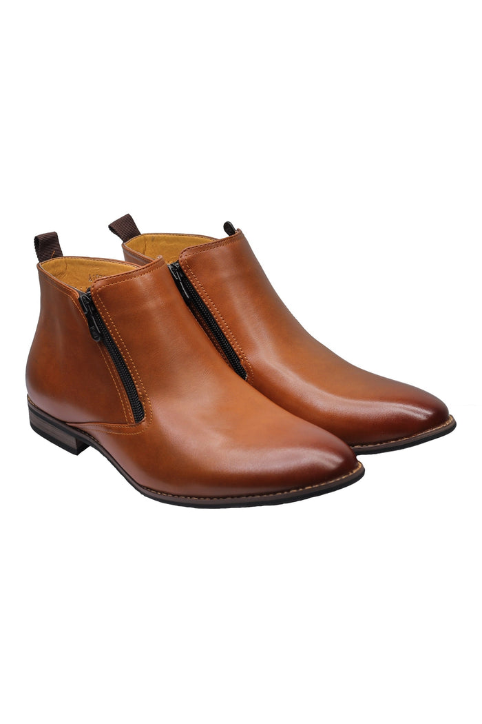 FAUX LEATHER CHELSEA BOOTS LOW ANKLE IN BROWN