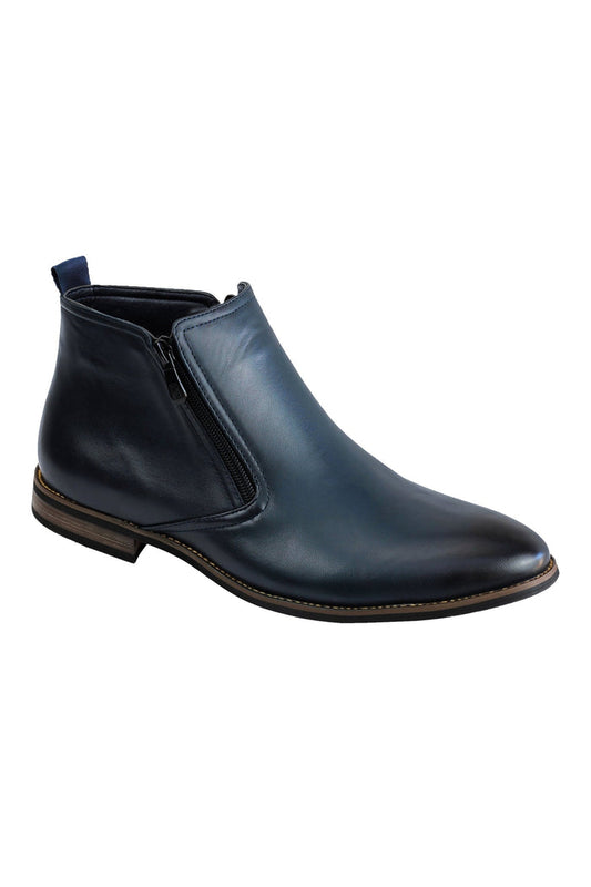 FAUX LEATHER CHELSEA BOOTS LOW ANKLE IN NAVY