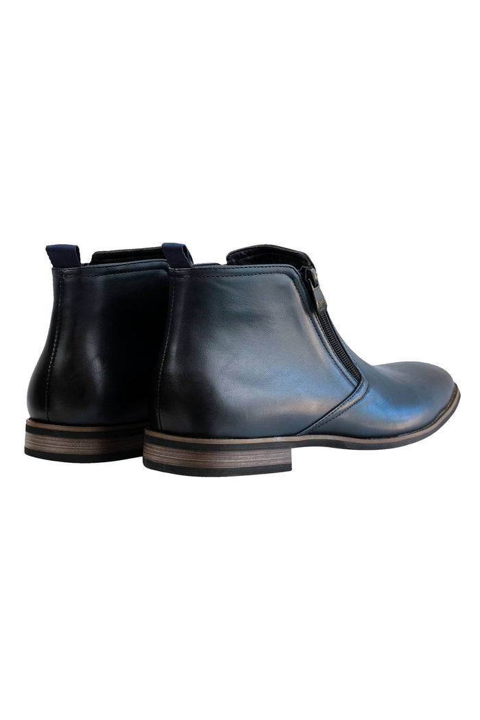 FAUX LEATHER CHELSEA BOOTS LOW ANKLE IN NAVY