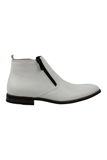 FAUX LEATHER CHELSEA BOOTS LOW ANKLE IN WHITE