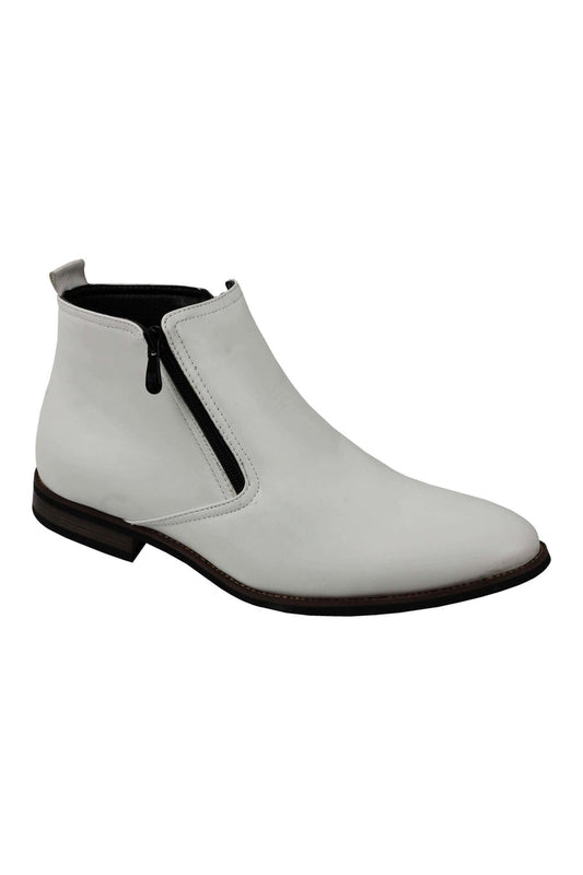 FAUX LEATHER CHELSEA BOOTS LOW ANKLE IN WHITE