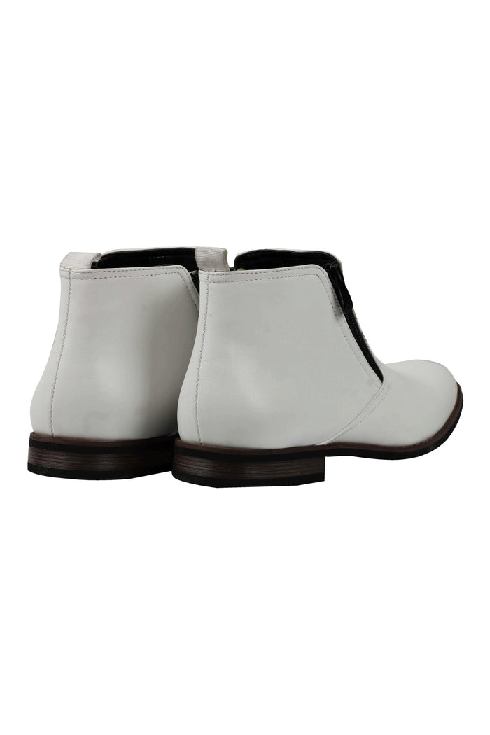 FAUX LEATHER CHELSEA BOOTS LOW ANKLE IN WHITE