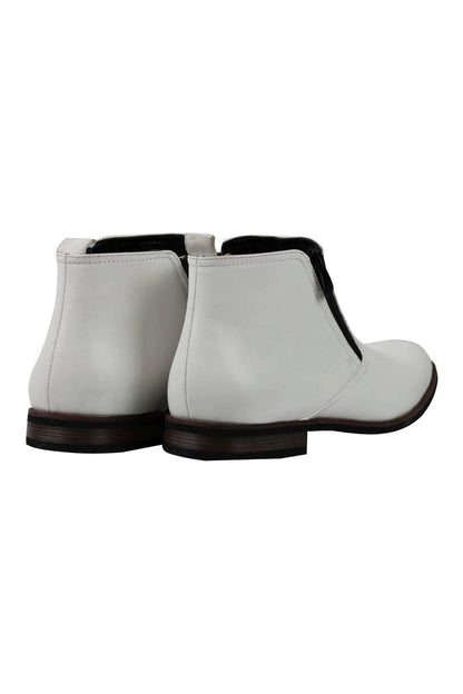 FAUX LEATHER CHELSEA BOOTS LOW ANKLE IN WHITE