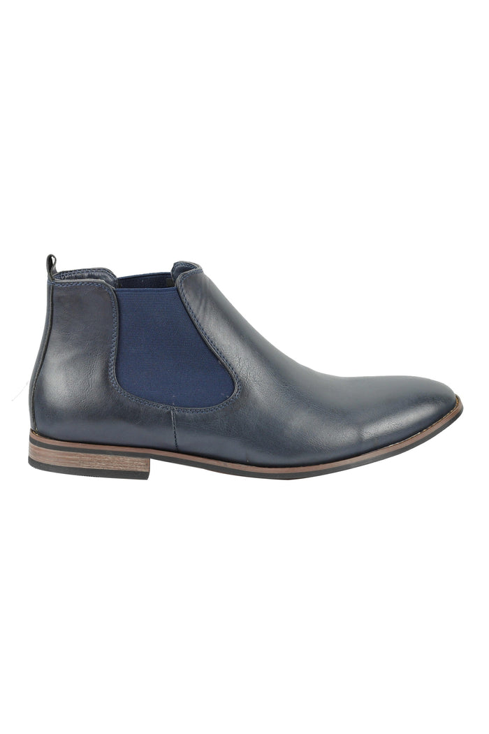 FAUX LEATHER CHELSEA NAVY BOOTS