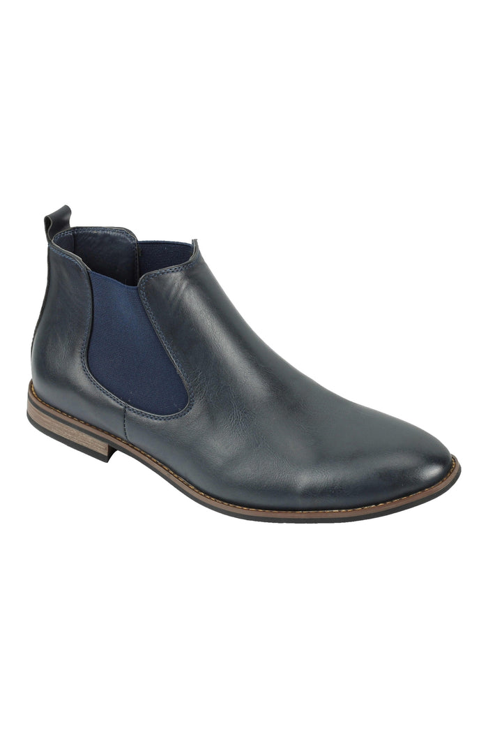 FAUX LEATHER CHELSEA NAVY BOOTS