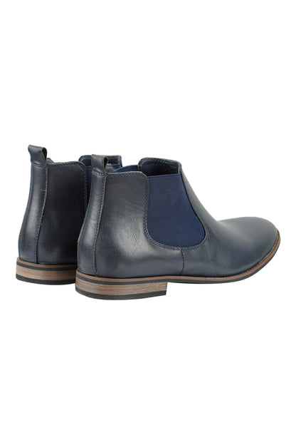 FAUX LEATHER CHELSEA NAVY BOOTS