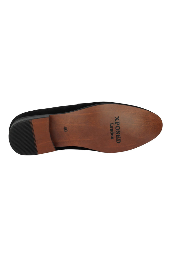 FAUX LEATHER LOAFERS IN BLACK