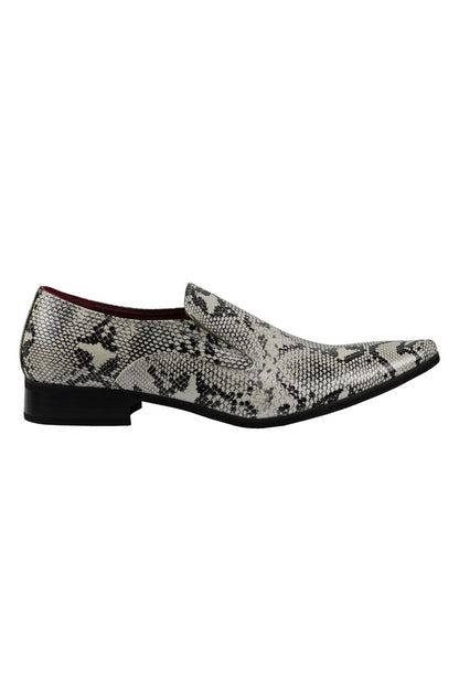 FAUX LEATHER SHINY PRINTED SLIP ON SHOES