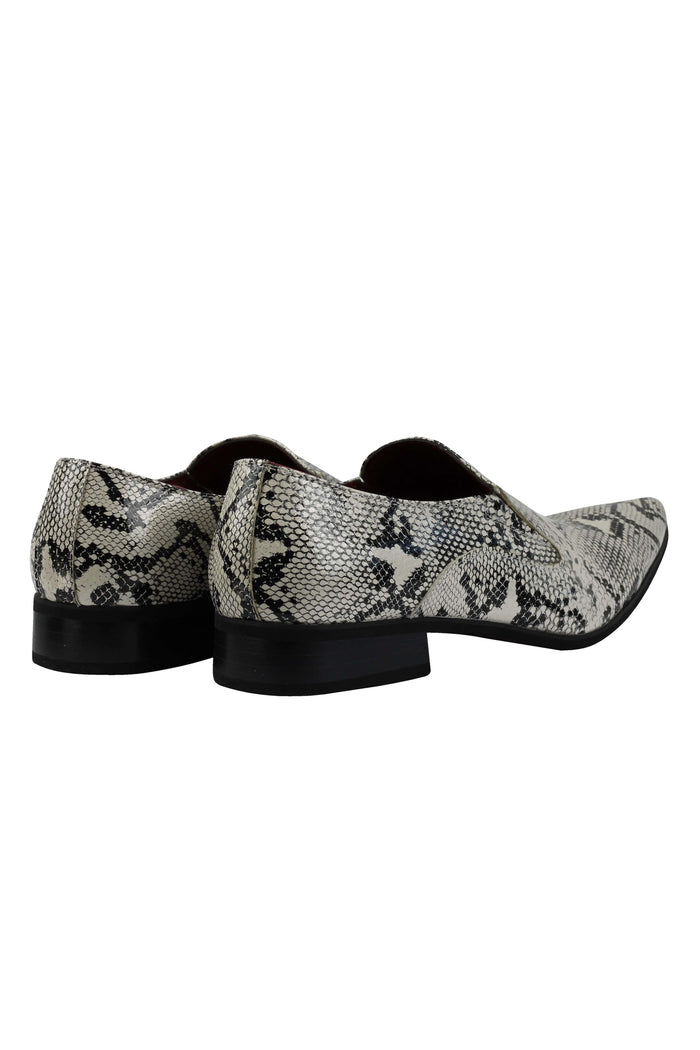 FAUX LEATHER SHINY PRINTED SLIP ON SHOES