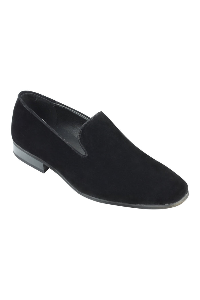 FAUX LEATHER SLIP ON BLACK SHOES