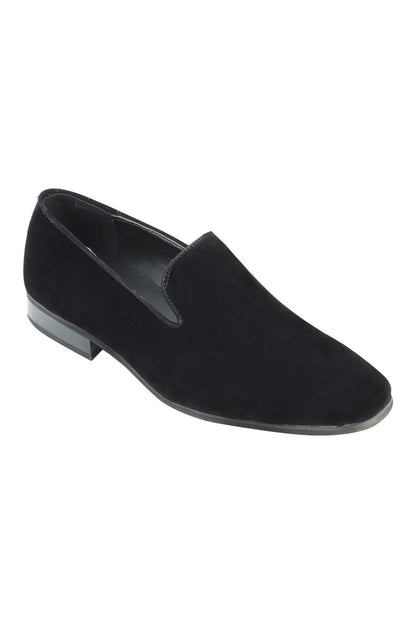 FAUX LEATHER SLIP ON BLACK SHOES