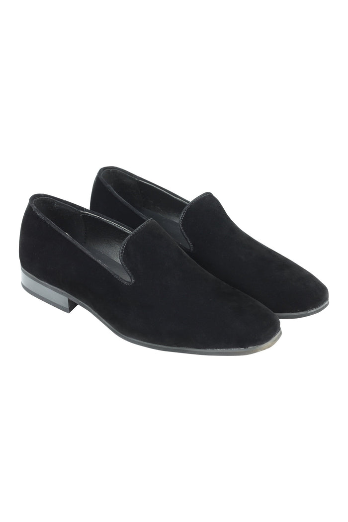 FAUX LEATHER SLIP ON BLACK SHOES