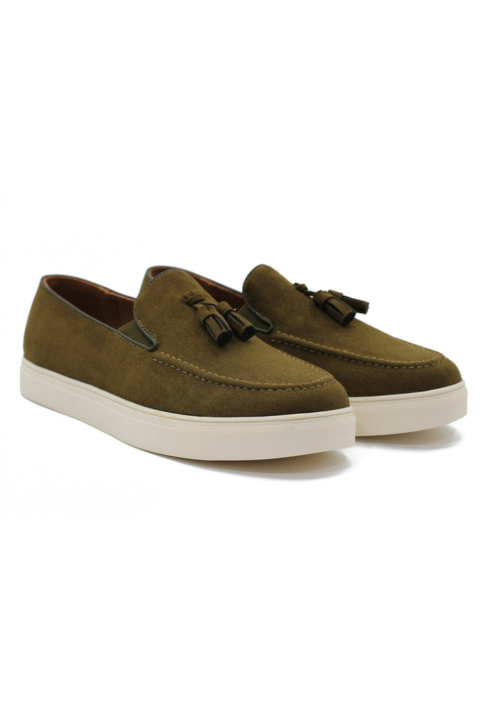 FAUX LEATHER SUEDE SNEAKER WITH TASSEL