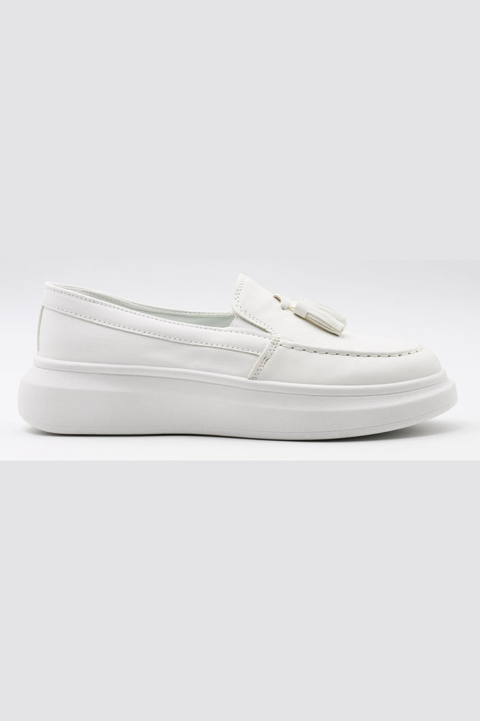 FAUX LEATHER TASSEL SNEAKERS