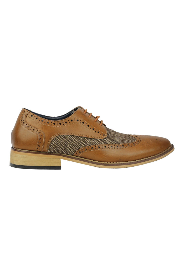 FAUX LEATHER Tweed Herringbone Brogue Lace Up Shoes