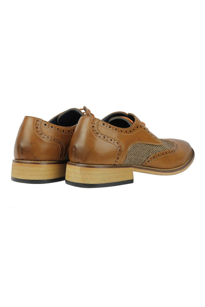 FAUX LEATHER Tweed Herringbone Brogue Lace Up Shoes