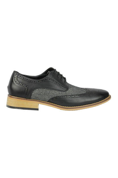 FAUX LEATHER Tweed Herringbone Brogue Lace Up Shoes