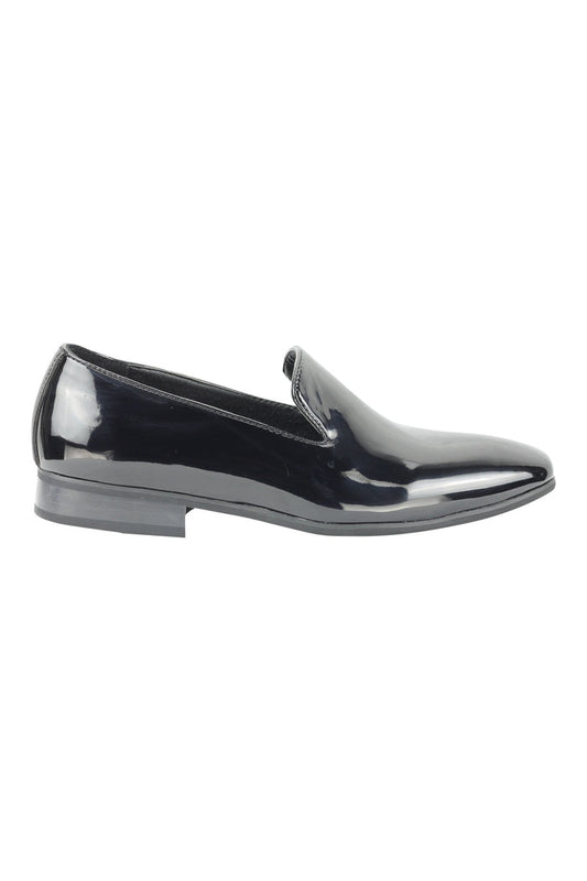 FAUX PATENT LEATHER SHINY SLIP ON SHOES