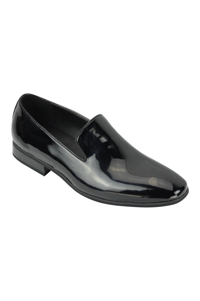 FAUX PATENT LEATHER SHINY SLIP ON SHOES