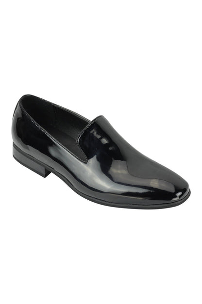 FAUX PATENT LEATHER SHINY SLIP ON SHOES