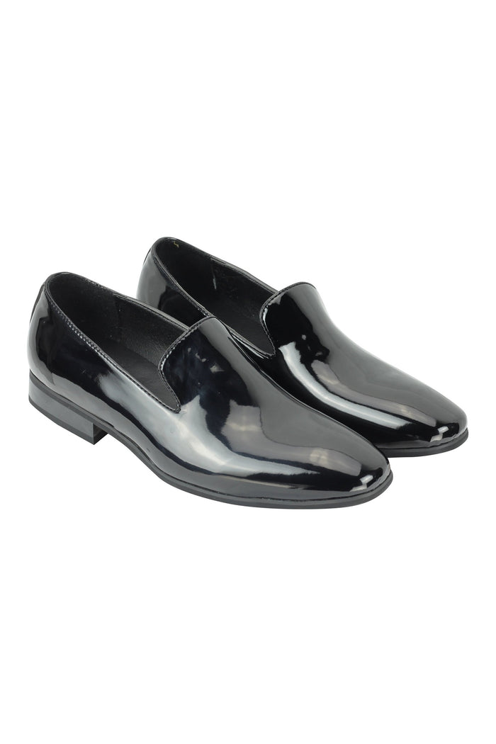 FAUX PATENT LEATHER SHINY SLIP ON SHOES