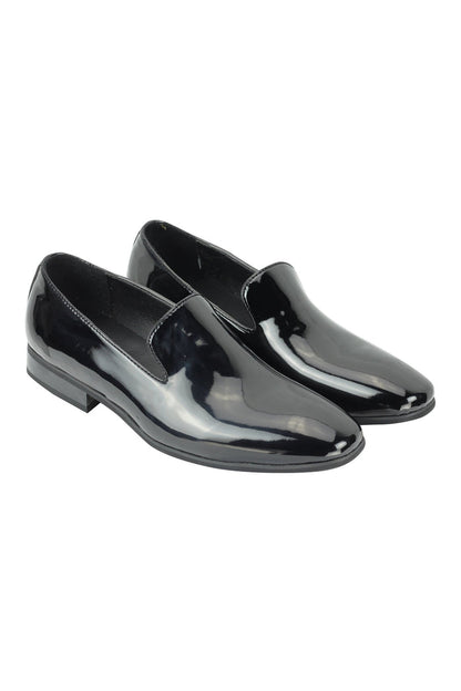 FAUX PATENT LEATHER SHINY SLIP ON SHOES