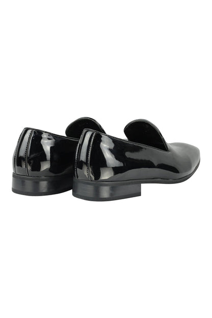 FAUX PATENT LEATHER SHINY SLIP ON SHOES