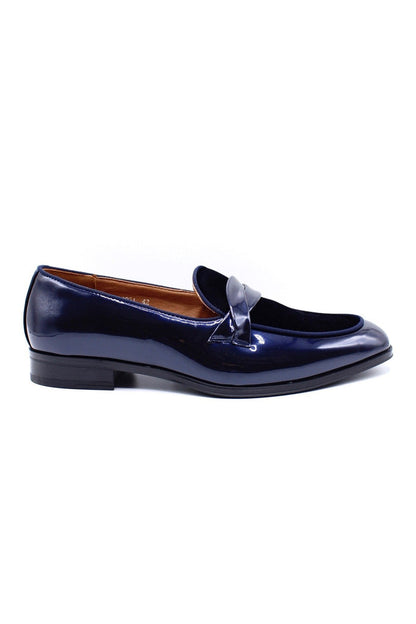 FAUX SHINY LEATHER & VELVET UPPER LOAFERS