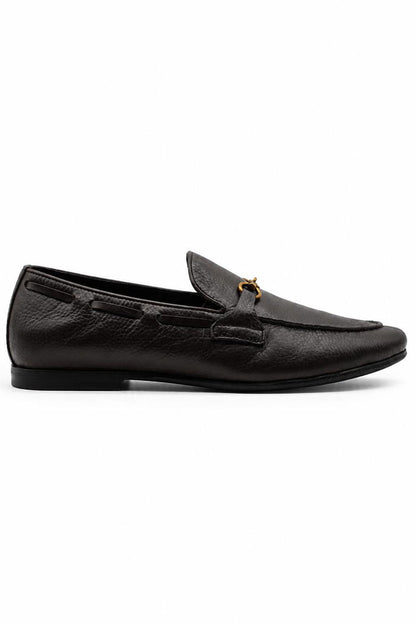 FAZIO Men’s Brown Soft Grain Genuine Leather Snaffle Bit Loafers