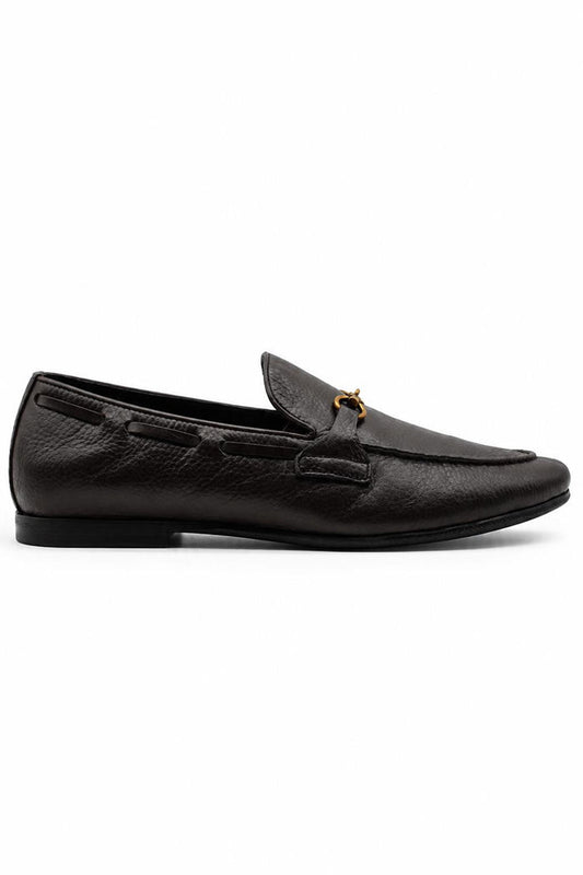 FAZIO Men’s Brown Soft Grain Genuine Leather Snaffle Bit Loafers