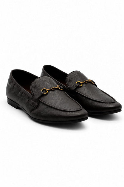 FAZIO Men’s Brown Soft Grain Leather Snaffle Bit Loafers Flexi Sole