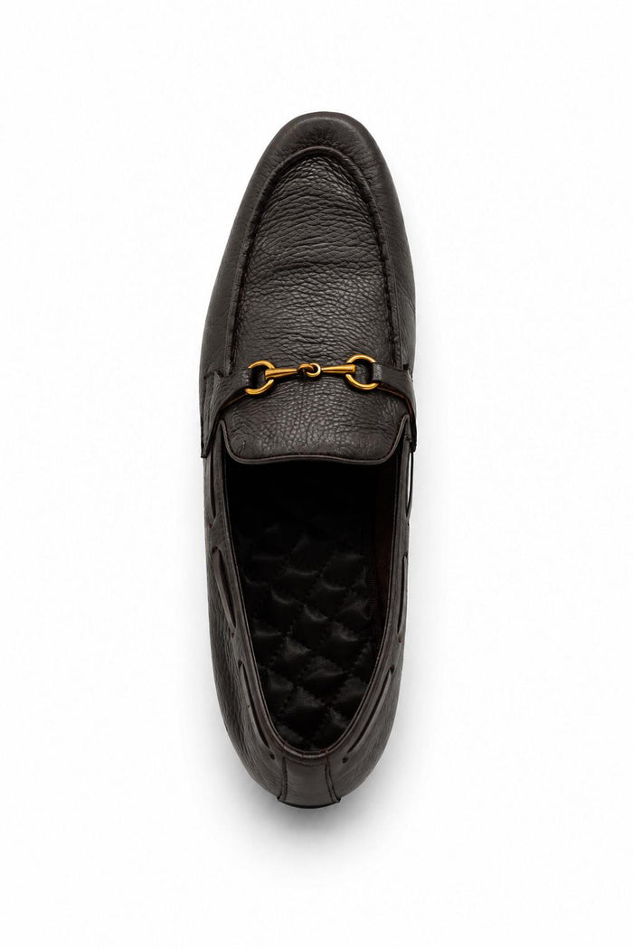 FAZIO Men’s Brown Soft Grain Leather Snaffle Bit Loafers Flexi Sole