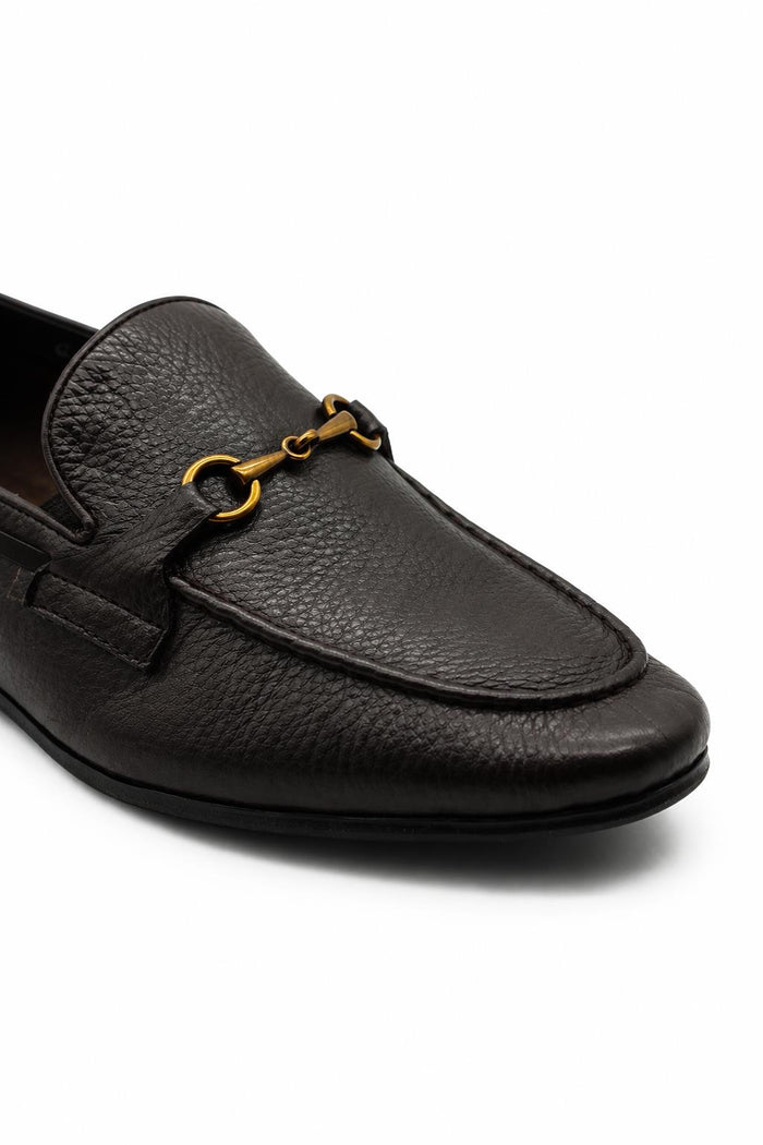 FAZIO Men’s Brown Soft Grain Leather Snaffle Bit Loafers Flexi Sole