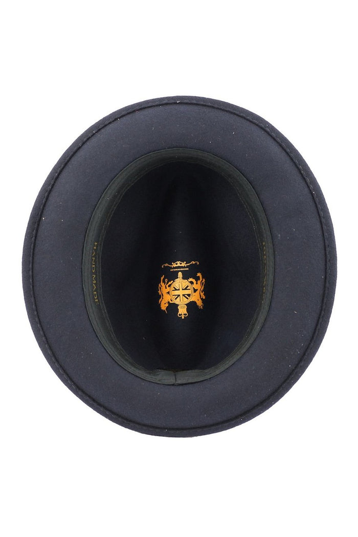 Feather Navy Hat 100% Felt Wool Crushable Fedora Brim - CC308