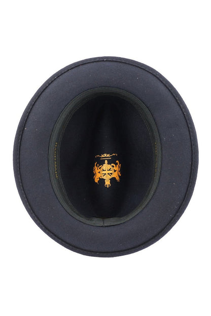 Feather Navy Hat 100% Felt Wool Crushable Fedora Brim - CC308