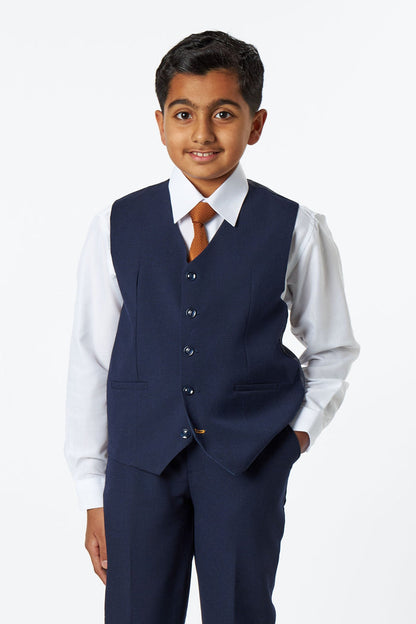 Boys Navy Prince of Wales Check 3-Piece Suit